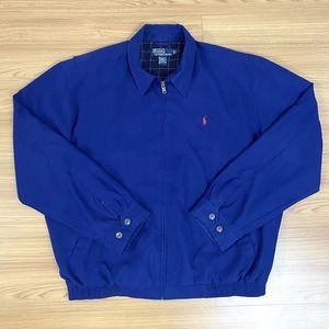 Polo Ralph Lauren Jacket Full Zip Biswing Logo Windbreaker Size Large Blue